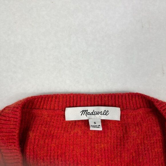 Madewell Asherton Henley Sweater Red Long Sleeve Loose Fit Knit Pullover SMALL - Picture 5 of 12